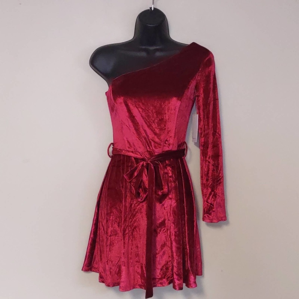 Kalani Hilliker / Alyce Paris One Shoulder Cranberry Short Dress Small - Picture 3 of 10